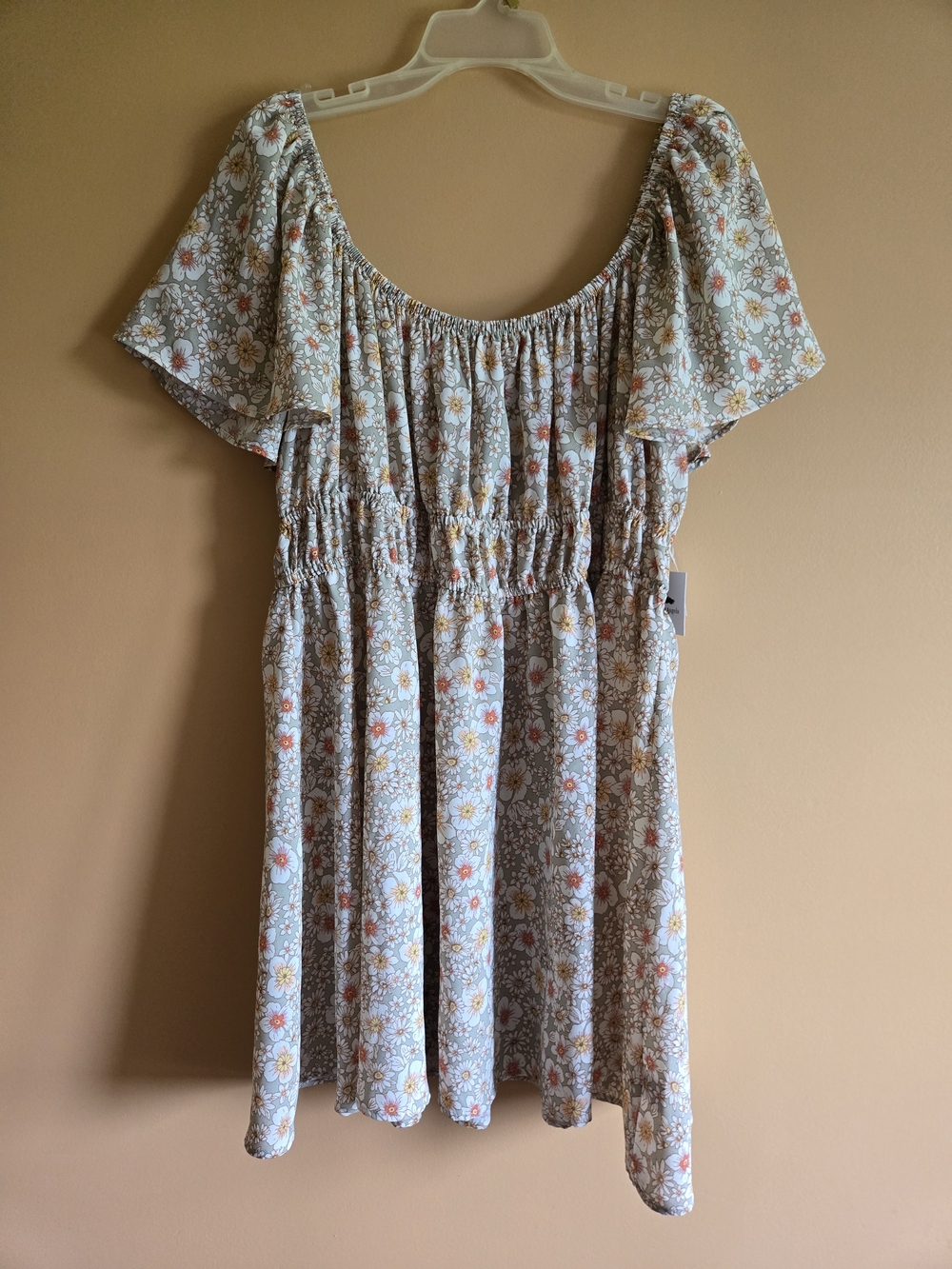 Queens & Angels Floral Puff Sleeve Smocked Waist Mini Dress